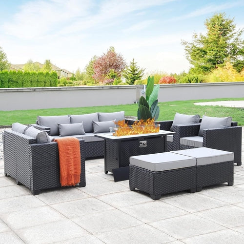 7 PCS Outdoor Furniture Sets 60000BTU 45-Inch Outdoor Propane Fire Pit